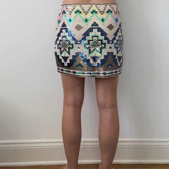 Tribal Aztec Sequin Express Mini Skirt - Picture 5 of 7